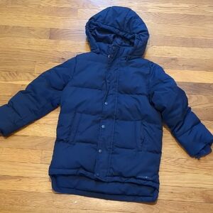 Lands' End Navy Hooded Kids Puffer Coat